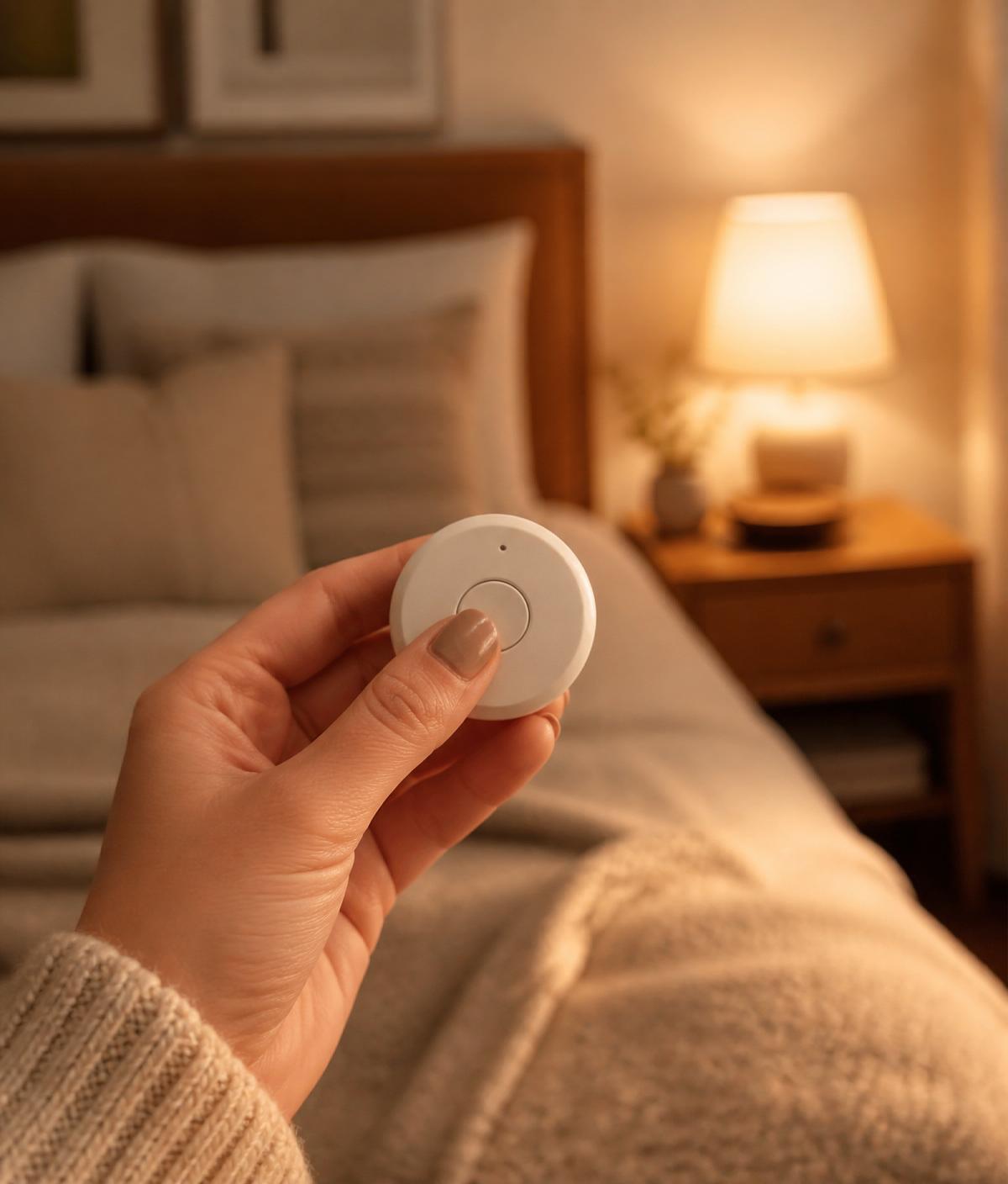 Hand holding the SwiftSwitch wireless remote